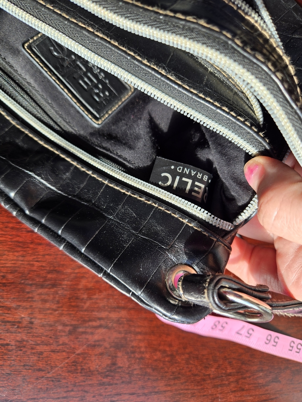 Relic by Fossil | Black Croc-Embossed Triple Zip Crossbody - Picture 12 of 16